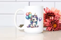 Cute Baby Unicorn with Balloons | Sublimation | Clipart Product Image 2