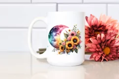 Colorfull Half Moon with Vibrant Flowers PNG Product Image 2
