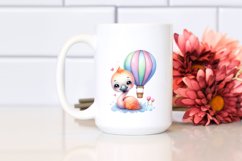 Colorful Baby Flamingo Hot Air Baloon Cuddling Clipart Product Image 2