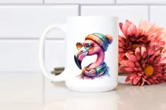 Cute Flamingo Portrait Scarf Sunglasses | Sublimation | Product Image 2