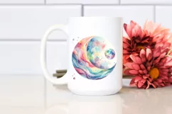 Colorful Pastel Moon Watercolor Whimsical | Clipart Product Image 2