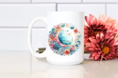 Colorful Moon Pastel Watercolor | Clipart Product Image 2