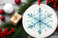 Snow Flake Christmas Round Cute Ornament Sublimation Product Image 2