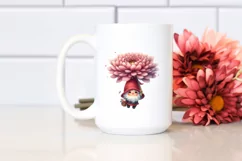 Watercolor Gnome Floating Large Chrysanthemum | Clipart Product Image 2