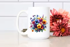 Colorful Watercolor Bouquet with Pansy | Sublimation | Product Image 2