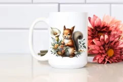 Detailed Watercolor Baby Squirrel with Calla Lily | Product Image 2