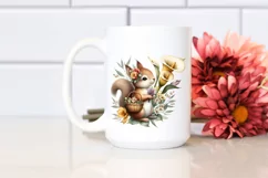 Detailed Watercolor Baby Squirrel with Calla Lily | Product Image 2
