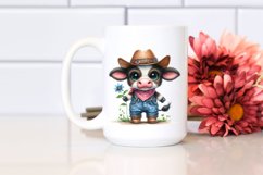 Watercolor Expressive Cow with Hat and Flower | Sublimation Product Image 2