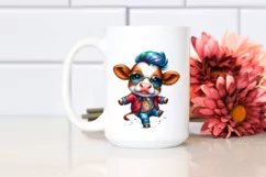 Funny Dancing Cow with Cool Haircut PNG Product Image 2