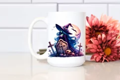 Vibrant Drawing of Witch with Grave | Sublimation | Clipart Product Image 2