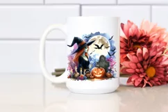 Vibrant Drawing of Witch with Grave | Sublimation | Clipart Product Image 2