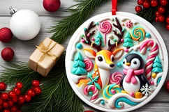 Round Christmas Ornament Sublimation|Clipart Product Image 1