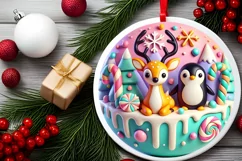 Round Christmas Ornament Sublimation|Clipart Product Image 1