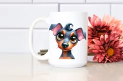 Cute Doberman Pinscher Watercolor Clipart Product Image 2