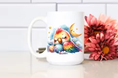 Colorful Baby Parrot on Moon PNG Product Image 2