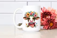 Cute Cow with Flower Crown, High-Res PNG Product Image 2