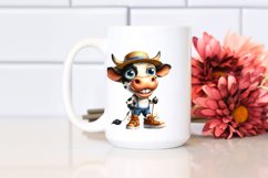 Watercolor Expressive Cow with Sun Hat | Sublimation | Product Image 2