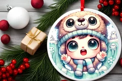 Round Christmas Ornament Sublimation|Clipart Product Image 1