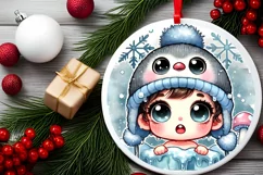 Round Christmas Ornament Sublimation|Clipart Product Image 1