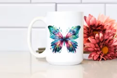Abstract Butterfly with Plant Leaves, PNG Product Image 2