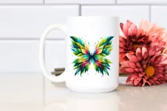 Abstract Butterfly with Plant Leaves, PNG Product Image 2