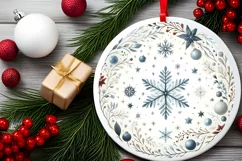 Round Christmas Ornament Sublimation|Clipart Product Image 2