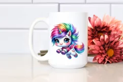 Cute Unicorn Jumping with Floral Wreath, Transparent PNG Product Image 2