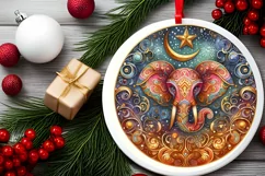 Round Christmas Ornament Sublimation|Clipart Product Image 2