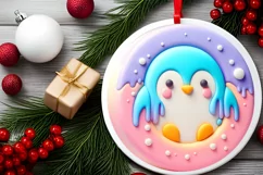 Round Christmas Ornament Sublimation|Clipart Product Image 1