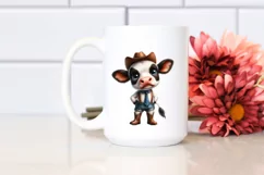 Watercolor Expressive Baby Cow with Tie | Sublimation | Product Image 2