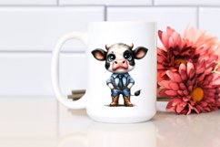 Watercolor Expressive Baby Cow with Tie | Sublimation | Product Image 2