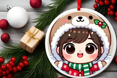 Round Christmas Ornament Sublimation|Clipart Product Image 1
