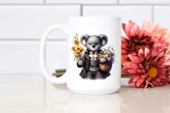 Detailed Watercolor Gothic Baby Koala with Flowers and Product Image 2