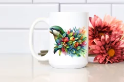 Abstract Otter with Plant Leaves and 3D Flowers, PNG Product Image 2