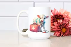 Colorful Baby Cow with First Aid Kit PNG Product Image 2
