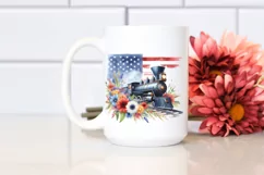 Train Flower USA Flag Sublimation Clipart Product Image 2
