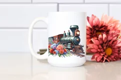 Train Flower USA Flag Sublimation Clipart Product Image 2