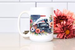 Train Flower USA Flag Sublimation Clipart Product Image 2