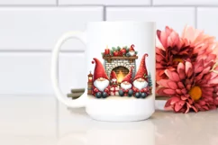Red Gnomes by the Fireplace PNG Product Image 2