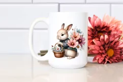 Detailed Watercolor Baby Bunny with Cosmos | Sublimation | Product Image 2