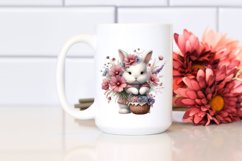 Detailed Watercolor Baby Bunny with Cosmos | Sublimation | Product Image 2