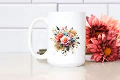 Abstract Gold Foil Camellia Bouquet PNG Product Image 2