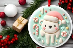 Round Christmas Ornament Sublimation|Clipart Product Image 1