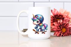 colorful Baby Unicorn in Skateboarder&#039;s Gear Product Image 2