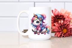 colorful Baby Unicorn in Skateboarder&#039;s Gear Product Image 2