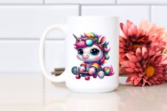 colorful Baby Unicorn in Skateboarder&#039;s Gear Product Image 2