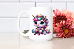 colorful Baby Unicorn in Skateboarder's Gear Product Image 2