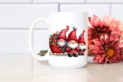 Red Christmass Gnomes Behind Sleigh PNG Product Image 2