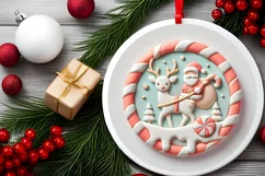 Round Christmas Ornament Sublimation|Clipart Product Image 1