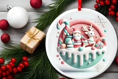 Round Christmas Ornament Sublimation|Clipart Product Image 1